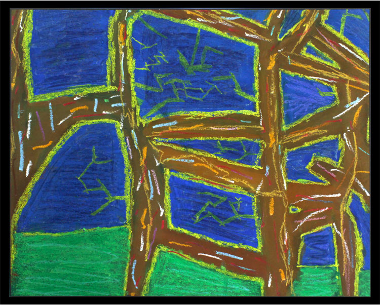 Kyle and Alexander's paint and oil pastel artwork