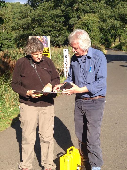 Ruth and Willie working with map and tablet at Mauldslie. Note also the carrying case for the tablet and camera – not something that we’re likely to leave behind. Photo: Lorna Innes, Northlight Heritage