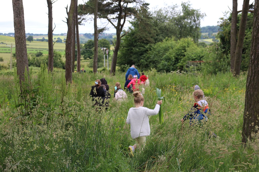 Newfield Primary School pupils enjoy the green space near the school