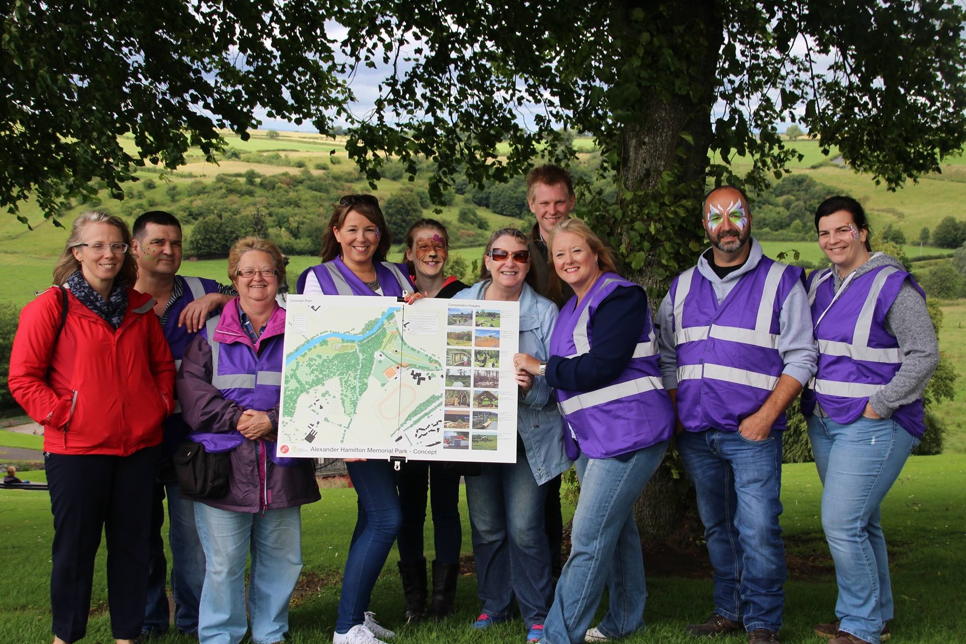 Councillor Christina McKelvie with Friends of Stonehouse Park representatives and David Hammett, ERZ Studio
