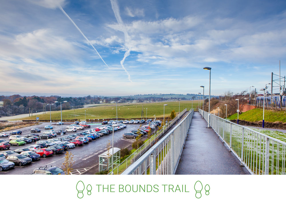 1. Start at Carluke Train Station and head up the rough path parallel to the train line, running behind the houses on Whiteshaw Avenue.