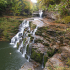 Corra Linn - the largest waterfall in Britain by volume of water, as seen from the historic Corra Linn viewpoint on Corehouse Estate
